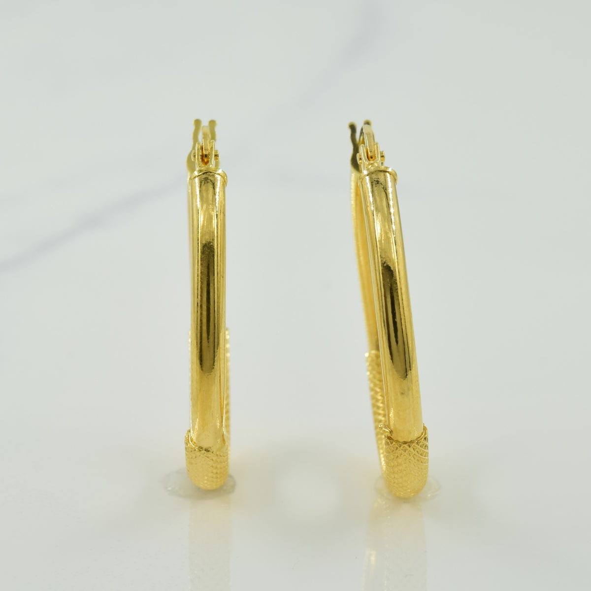 18k Yellow Gold Textured Earrings
