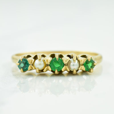 Glass & Pearl Ring | 0.18ctw, 0.16ctw | SZ 8 |