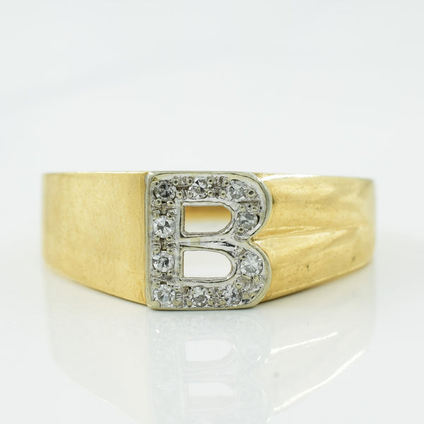 'B' Initialed Diamond Ring | 0.10ctw | SZ 10.5 |