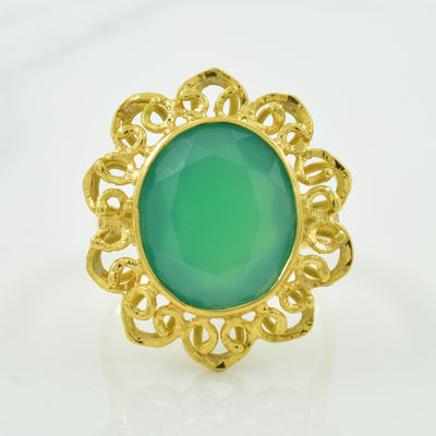 Green Onyx Cocktail Ring | 4.80ct | SZ 8.5 |