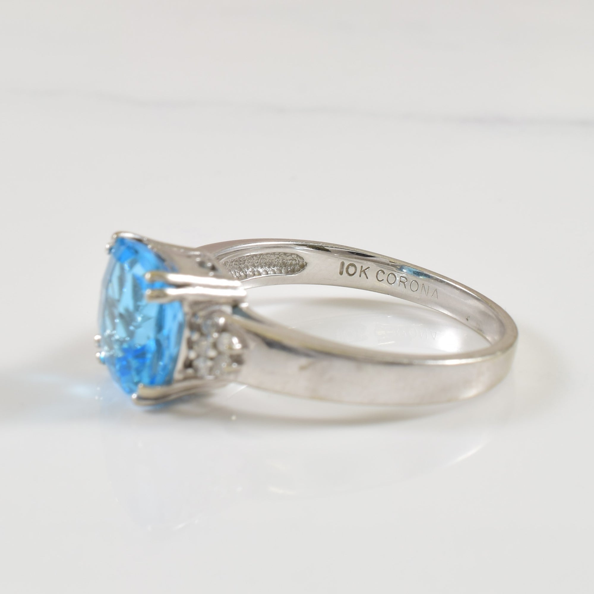 Blue Topaz & Diamond Ring | 4.00ct, 0.08ctw | SZ 9.5 |