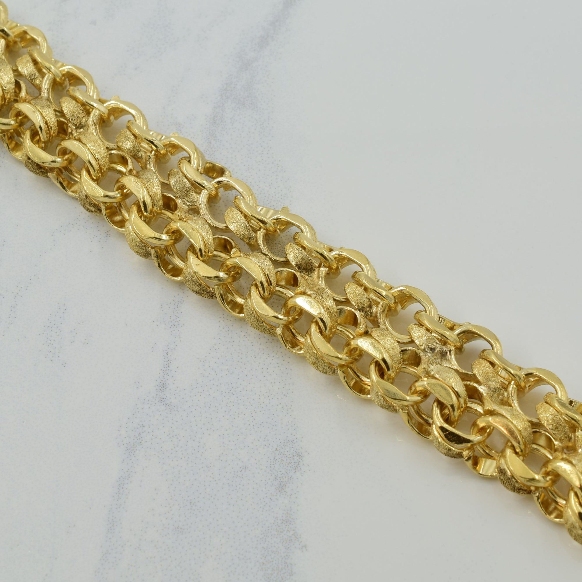 14k Yellow Gold Fancy Link Bracelet | 7.5