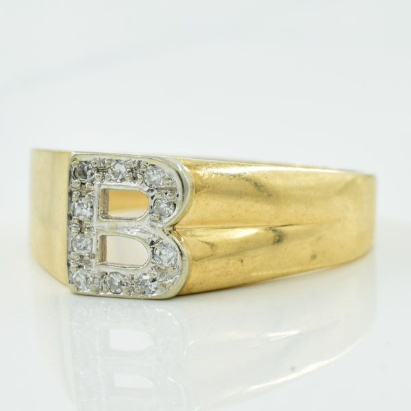 'B' Initialed Diamond Ring | 0.10ctw | SZ 10.5 |