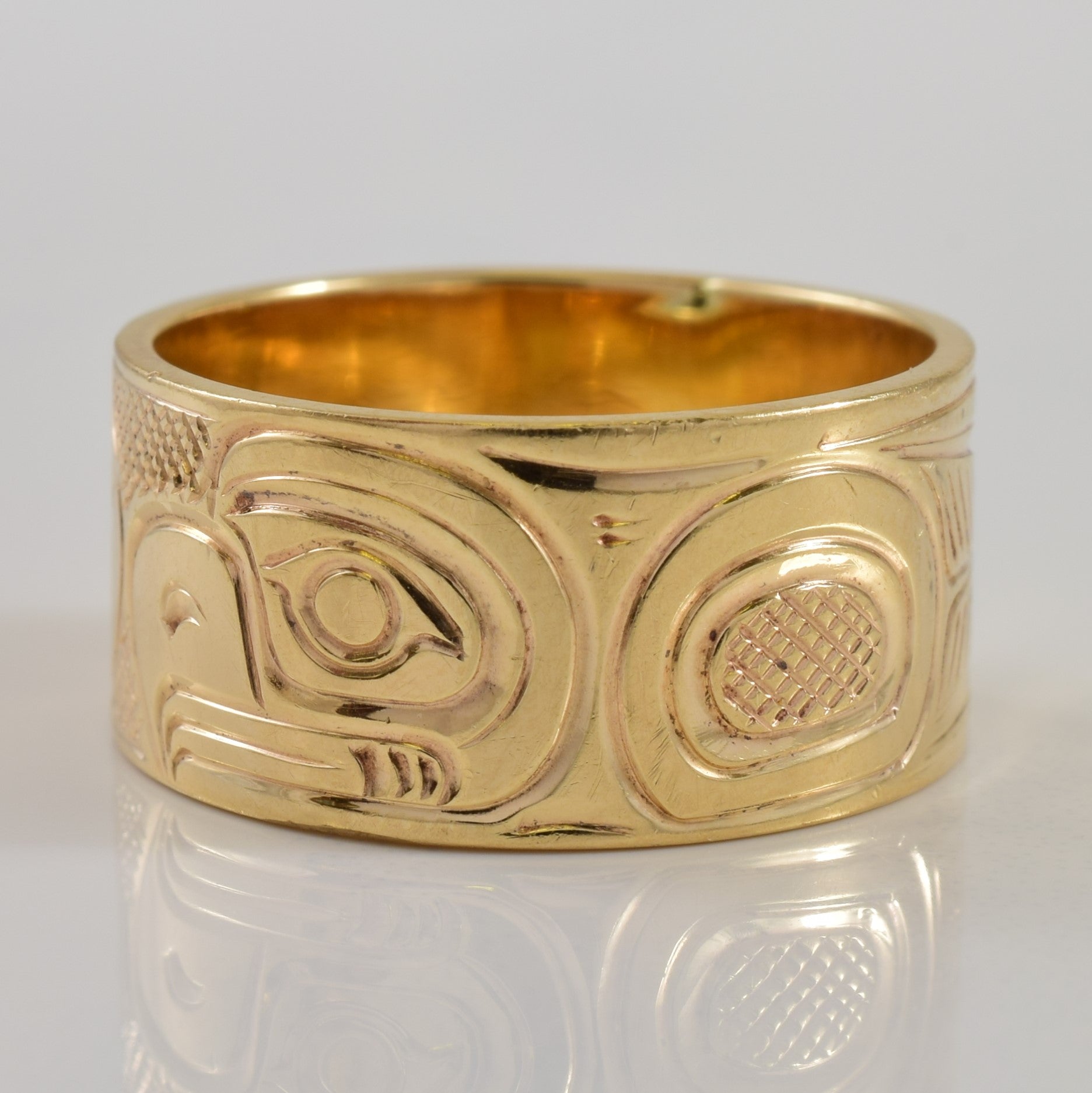 14k Yellow Gold Indigenous Art Ring | SZ 7 |