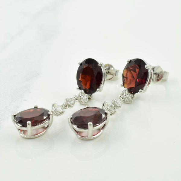 Garnet & Diamond Drop Earrings | 12.00ctw, 0.30ctw |