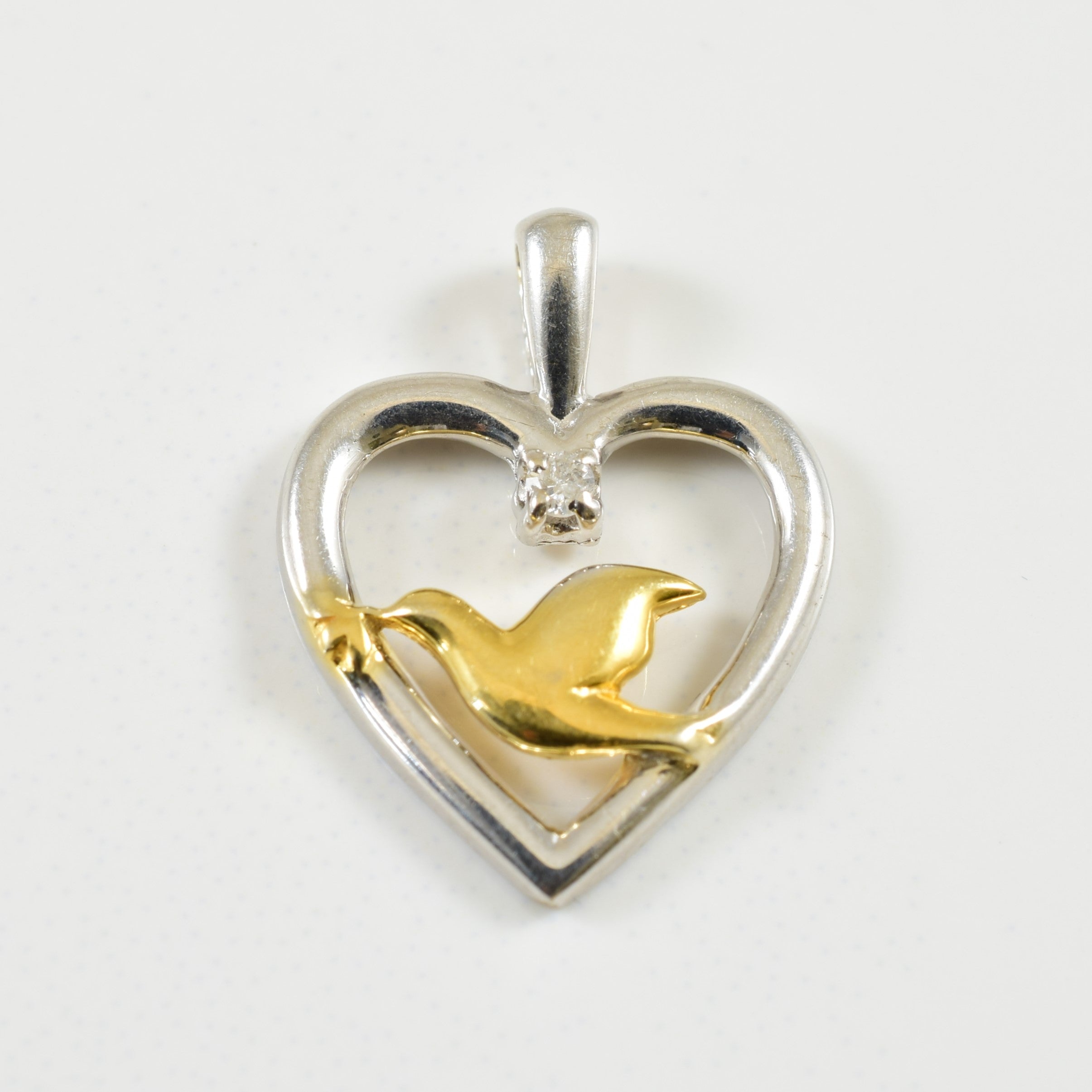 Diamond Heart & Dove Pendant | 0.01ct |