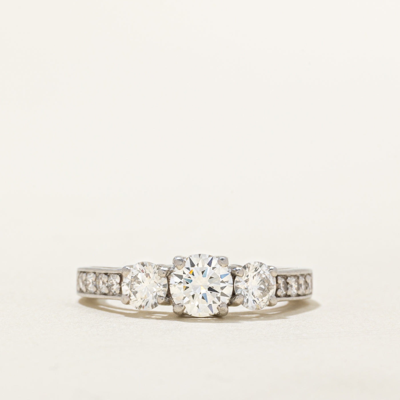 Platinum Three Stone GIA Diamond Engagement Ring | 1.40 ctw, SZ 6.25 | SI1, G |