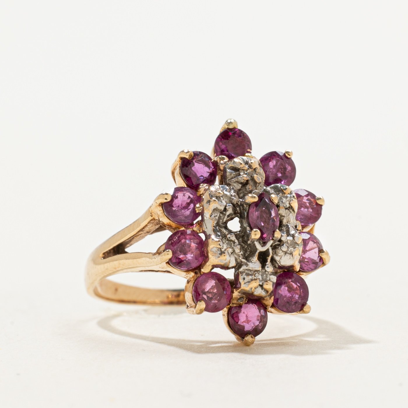 10K Ring with Diamond Accents with Ruby