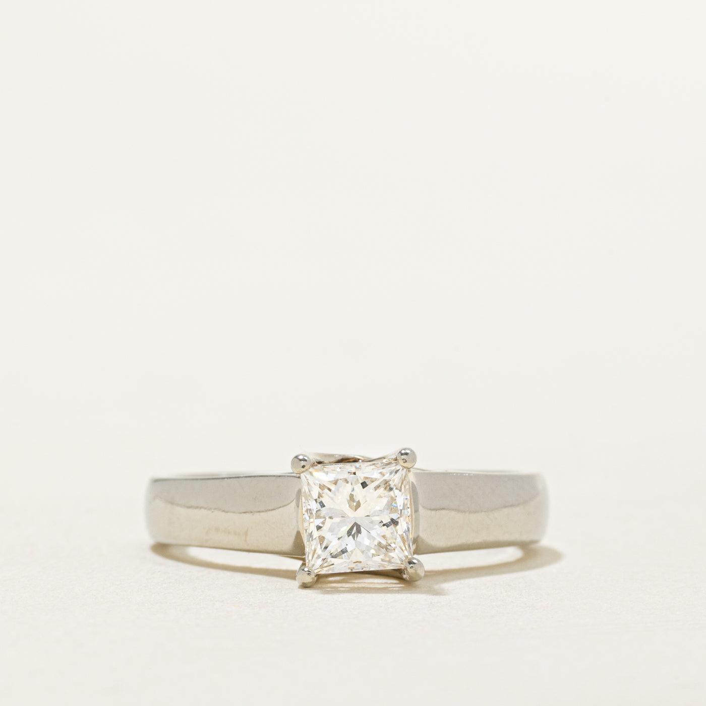 Wide Band Solitaire GIA Diamond Ring | 0.70 ct, SZ 5.5 | VS2, E |