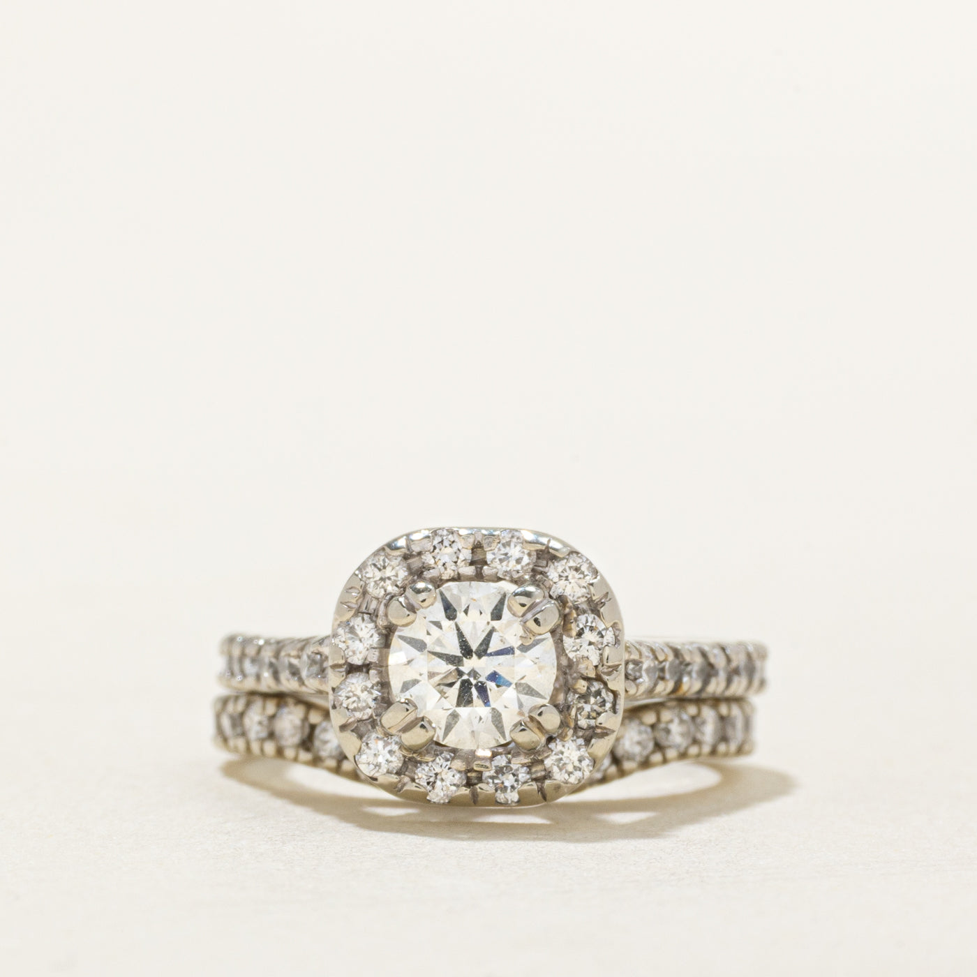 Halo Diamond Engagement Ring Set | 1.13 ctw, SZ 3.25 |