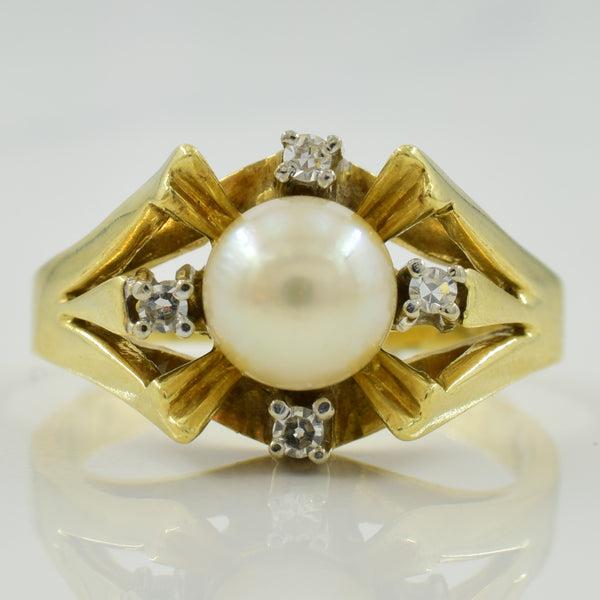 Cathedral Set Cultured Pearl & Diamond Ring | 2.00ct, 0.06ctw | SZ 7.5 |
