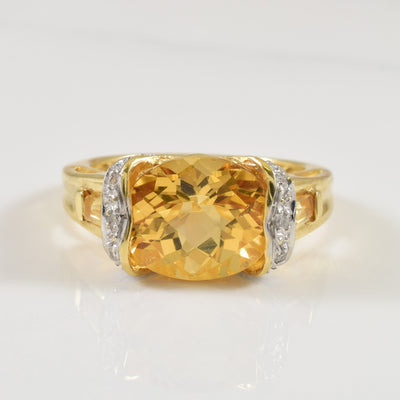 East West Oval Cut Citrine & Diamond Ring | 5.20ctw, 0.10ctw | SZ 6 |