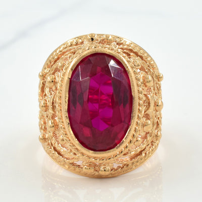 1976 Soviet Hallmarked Synthetic Ruby Cocktail Ring | 9.00ct | SZ 7.25 |