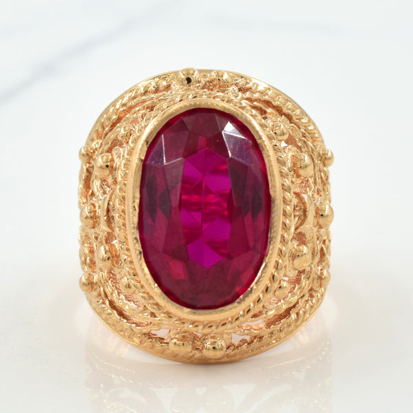 Synthetic Ruby Cocktail Ring | 9.00ct | SZ 7.25 |