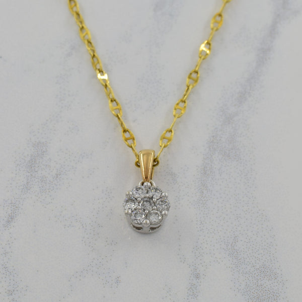 Cluster Diamond Pendant Necklace | 0.20ctw | 18