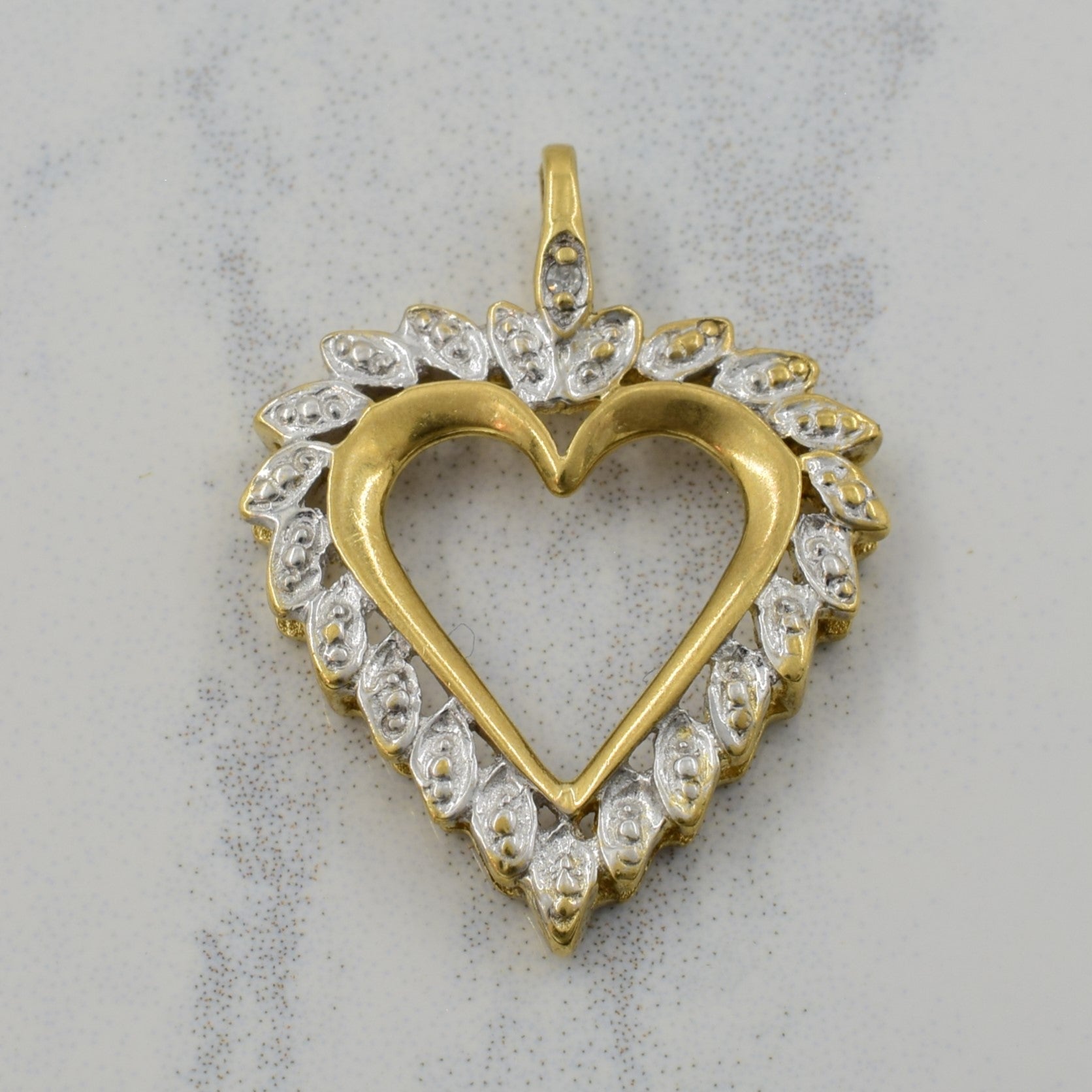 Two Tone Gold Diamond Heart Pendant | 0.005ct |