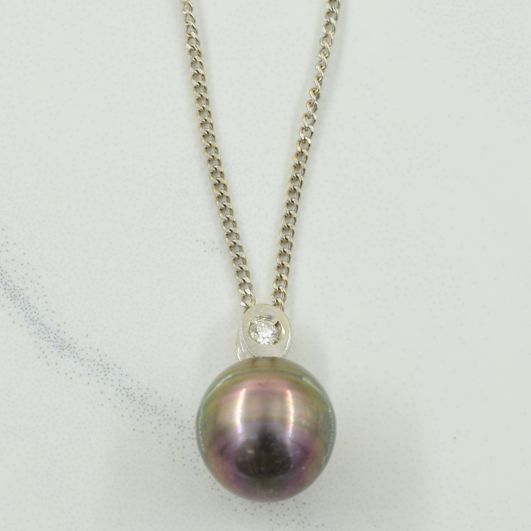 Adjustable Pearl & Diamond Necklace | 7.00ct, 0.03ct | 16.5