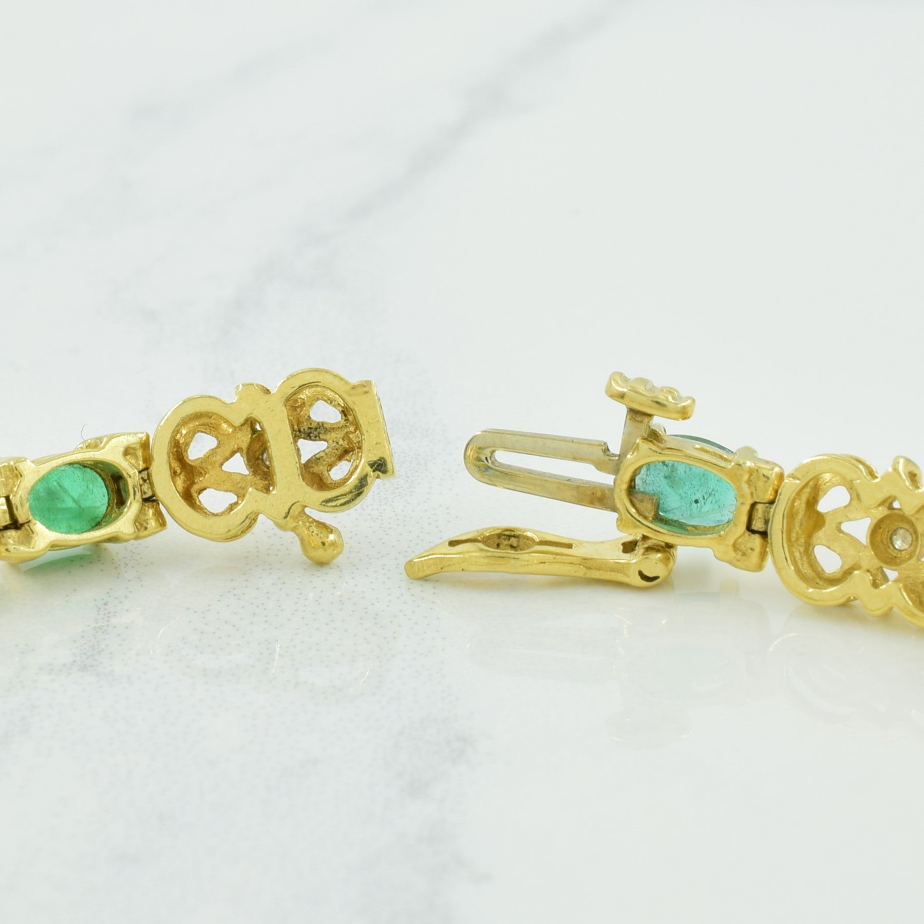 Emerald & Diamond Bracelet | 3.85ctw, 0.06ctw | 7.75