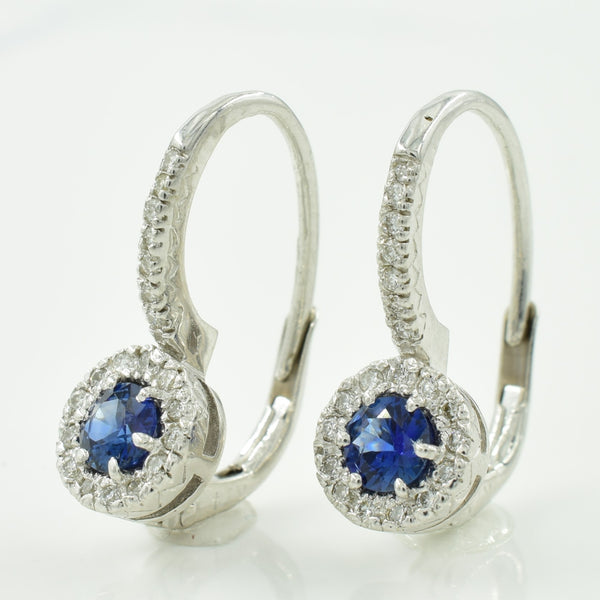 Blue Sapphire & Diamond Shepard's Hook Earrings | 0.44ctw, 0.20ctw |