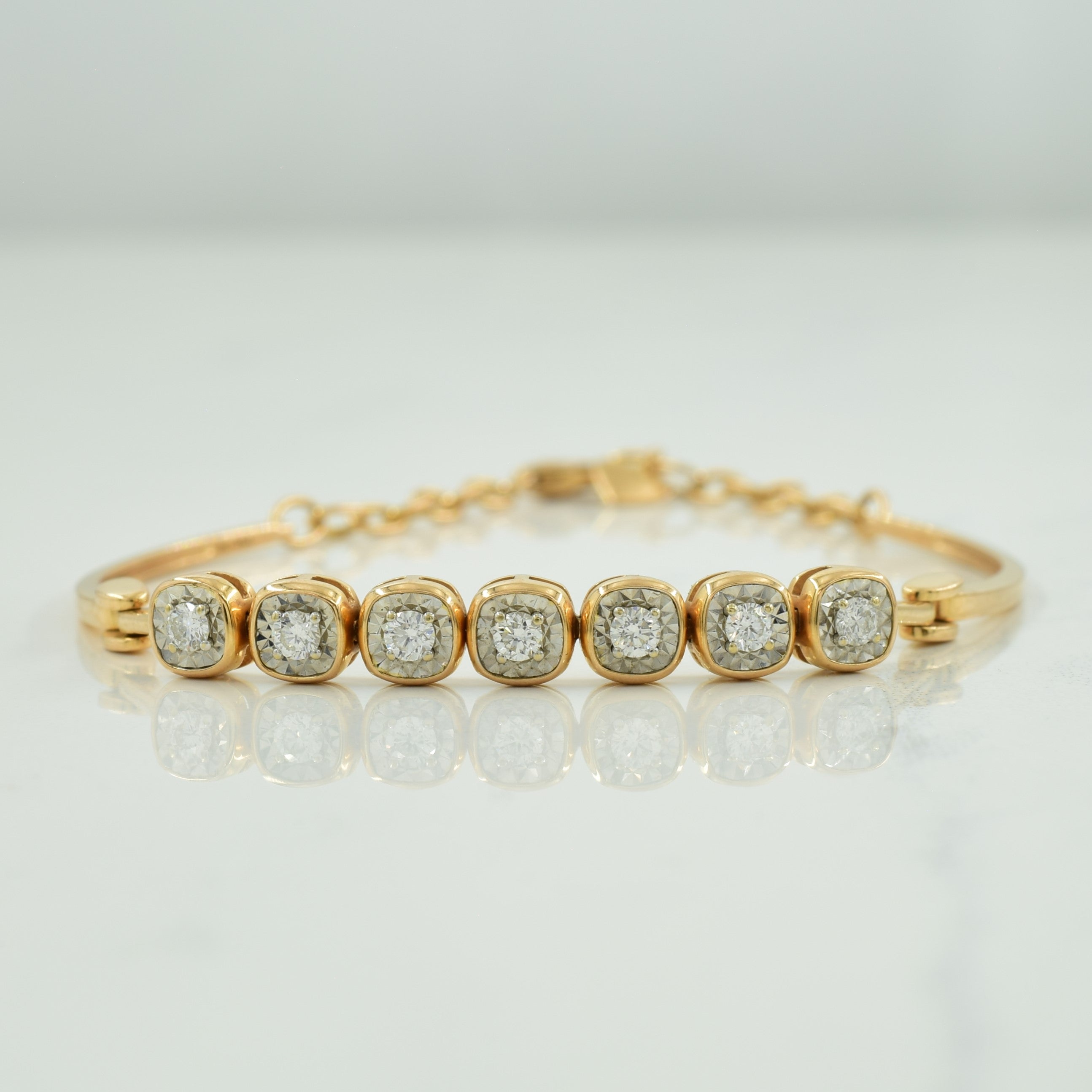 Seven Stone Diamond 18K Yellow Gold Bracelet | 0.28ctw | 6.75" |