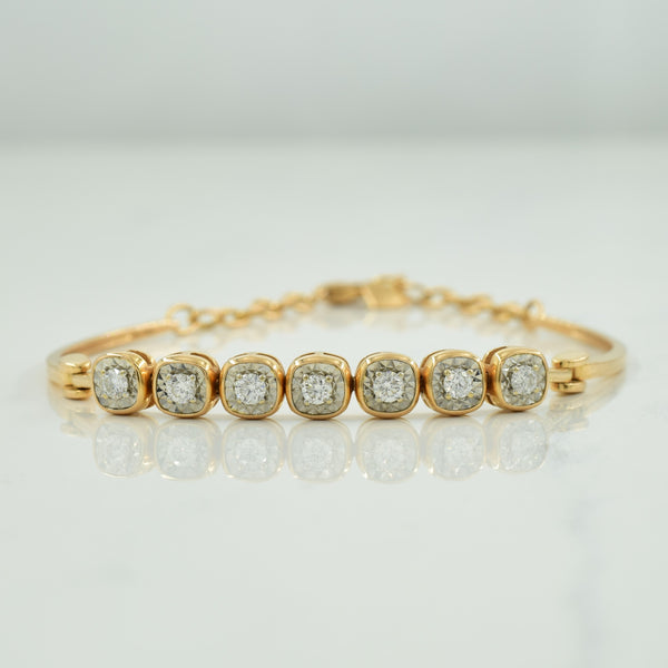 Seven Stone Diamond 18K Yellow Gold Bracelet | 0.28ctw | 6.75