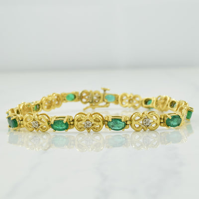 Emerald & Diamond Bracelet | 3.85ctw, 0.06ctw | 7.75