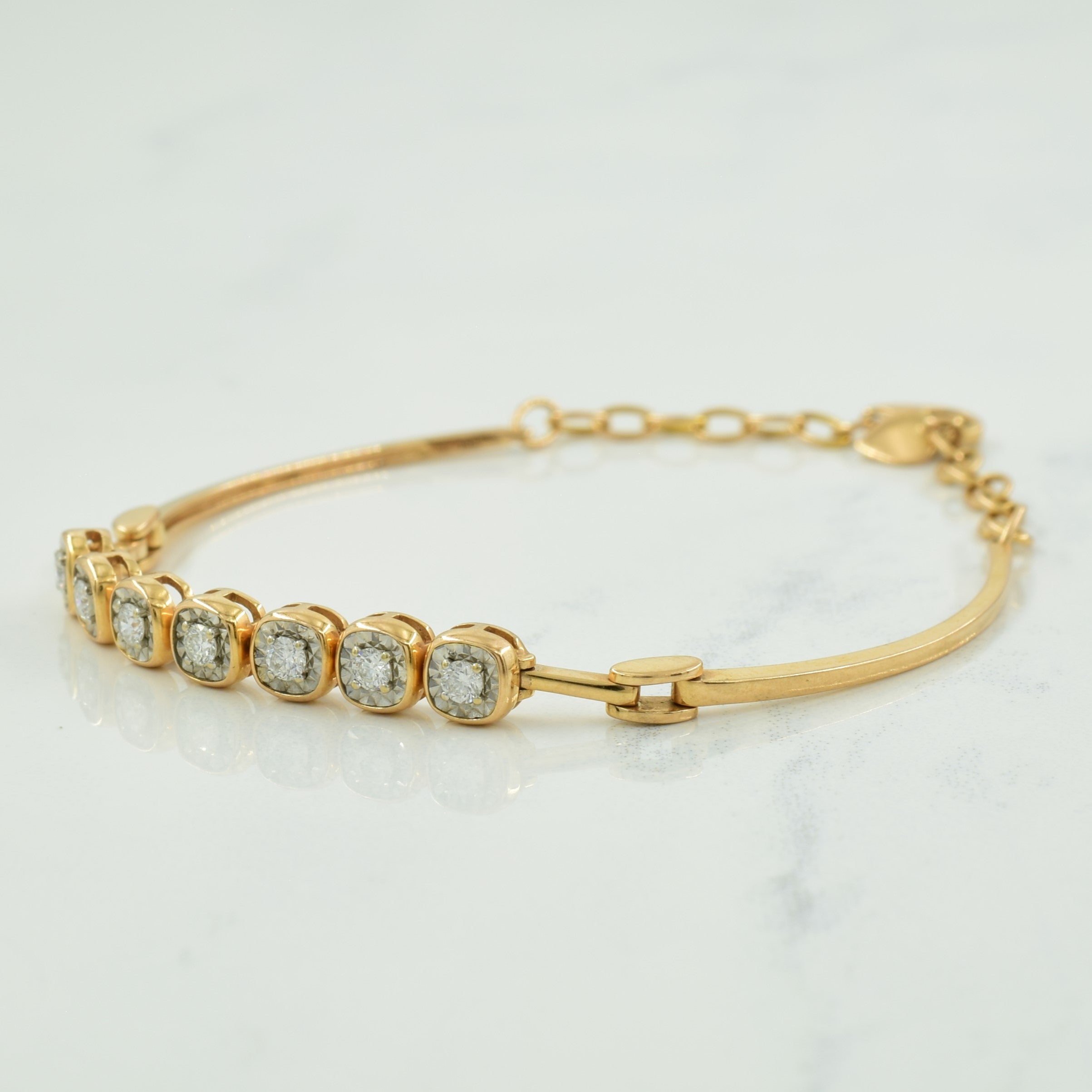 Seven Stone Diamond 18K Yellow Gold Bracelet | 0.28ctw | 6.75" |