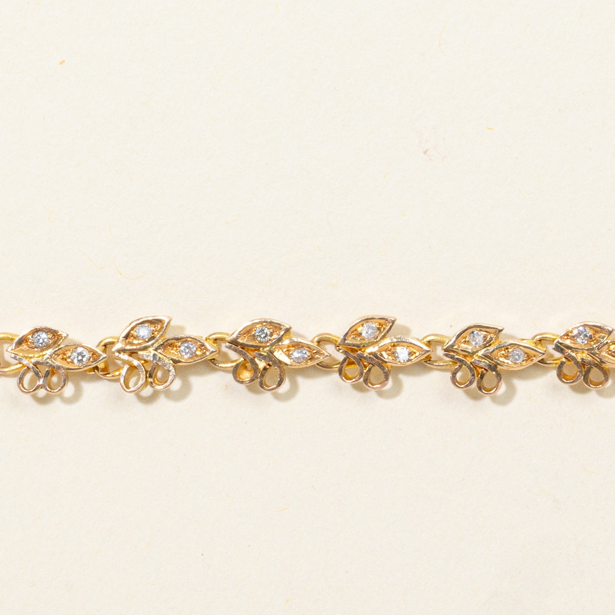 16k Scattered Diamond Scrollwork Floral Bracelet | 6.75"