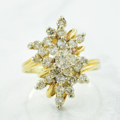 Cluster Diamond Bypass Ring | 0.77ctw | SZ 7 |