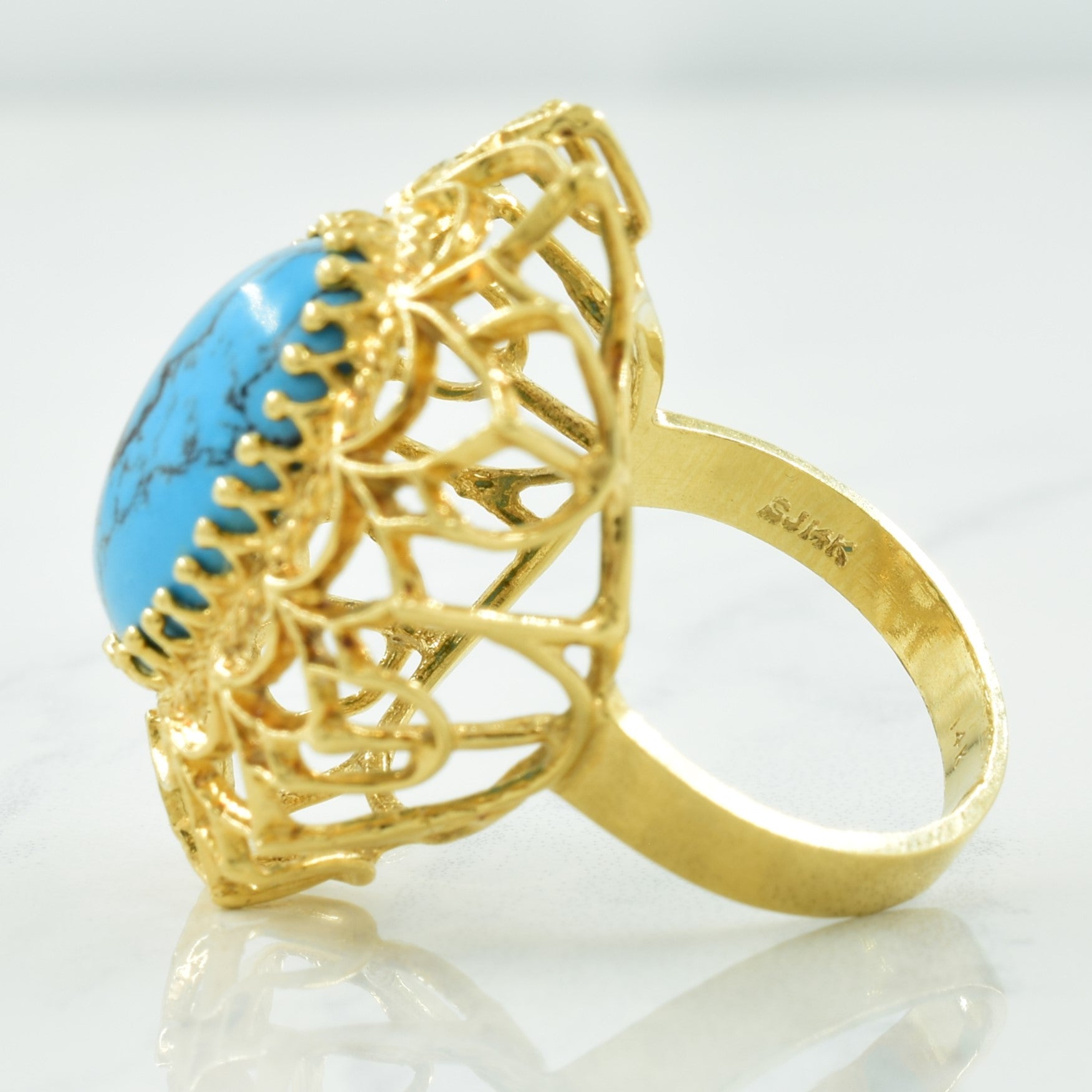 Synthetic Turquoise Cocktail Ring | 6.00ct | SZ 7 |