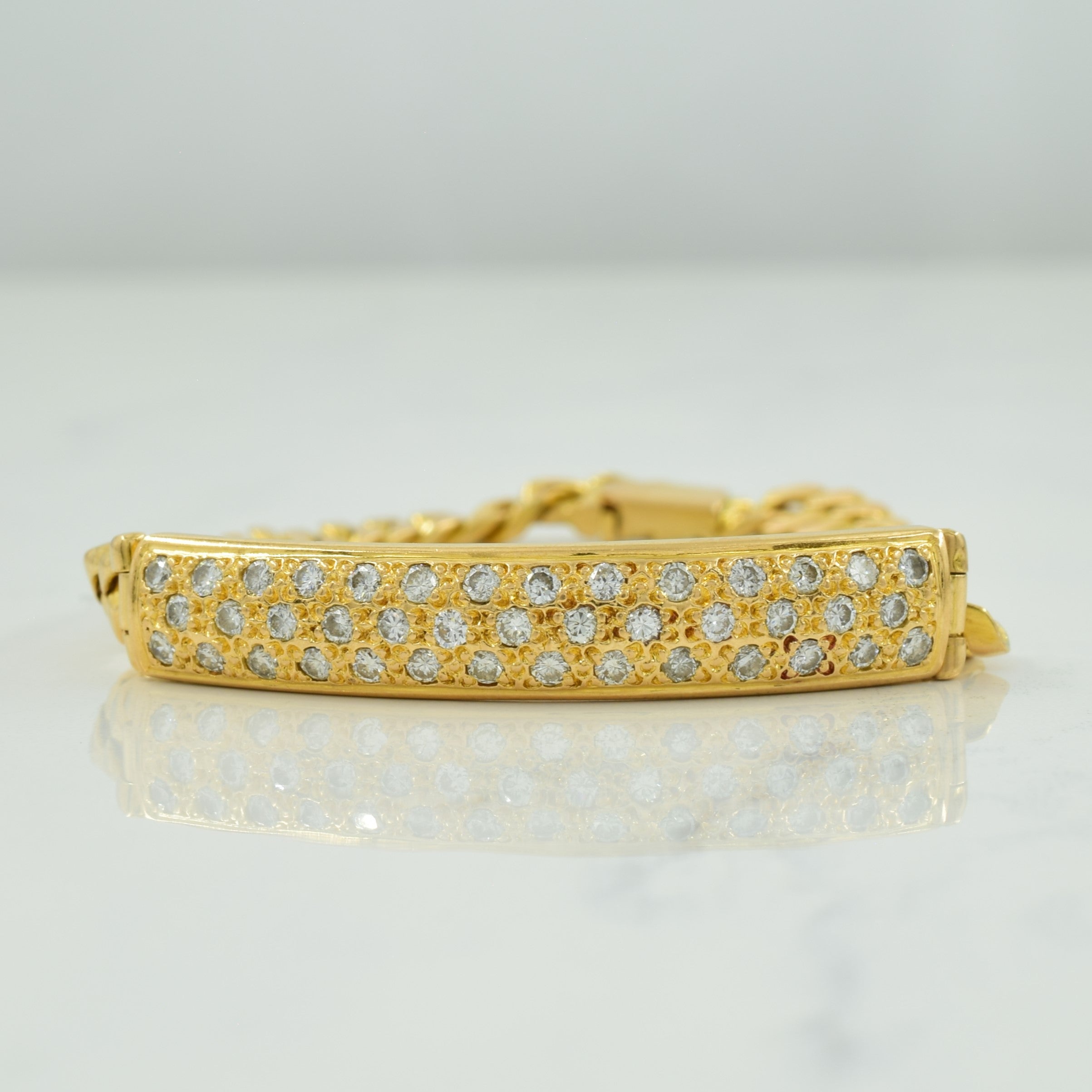 Flush Set Diamond 18k Yellow Gold Bracelet | 0.82ctw | 6.25" |
