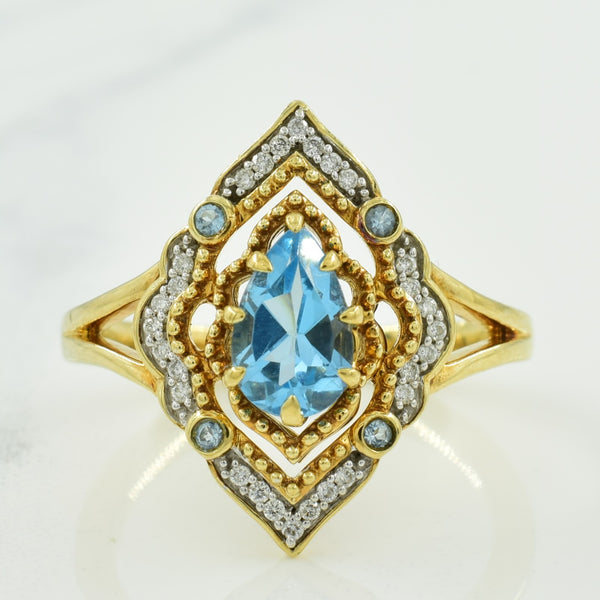 'Disney' Blue Topaz & Diamond Ring | 0.85ctw, 0.10ctw | SZ 6.75 |
