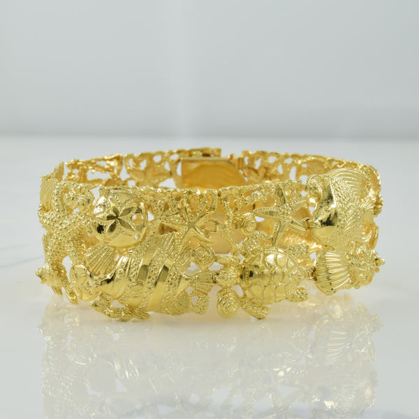 14k Yellow Gold Aquatic Themed Bracelet | 7.5