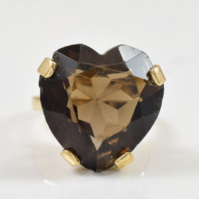 Heart Smoky Quartz Cocktail Ring | 15.00ct | SZ 6 |