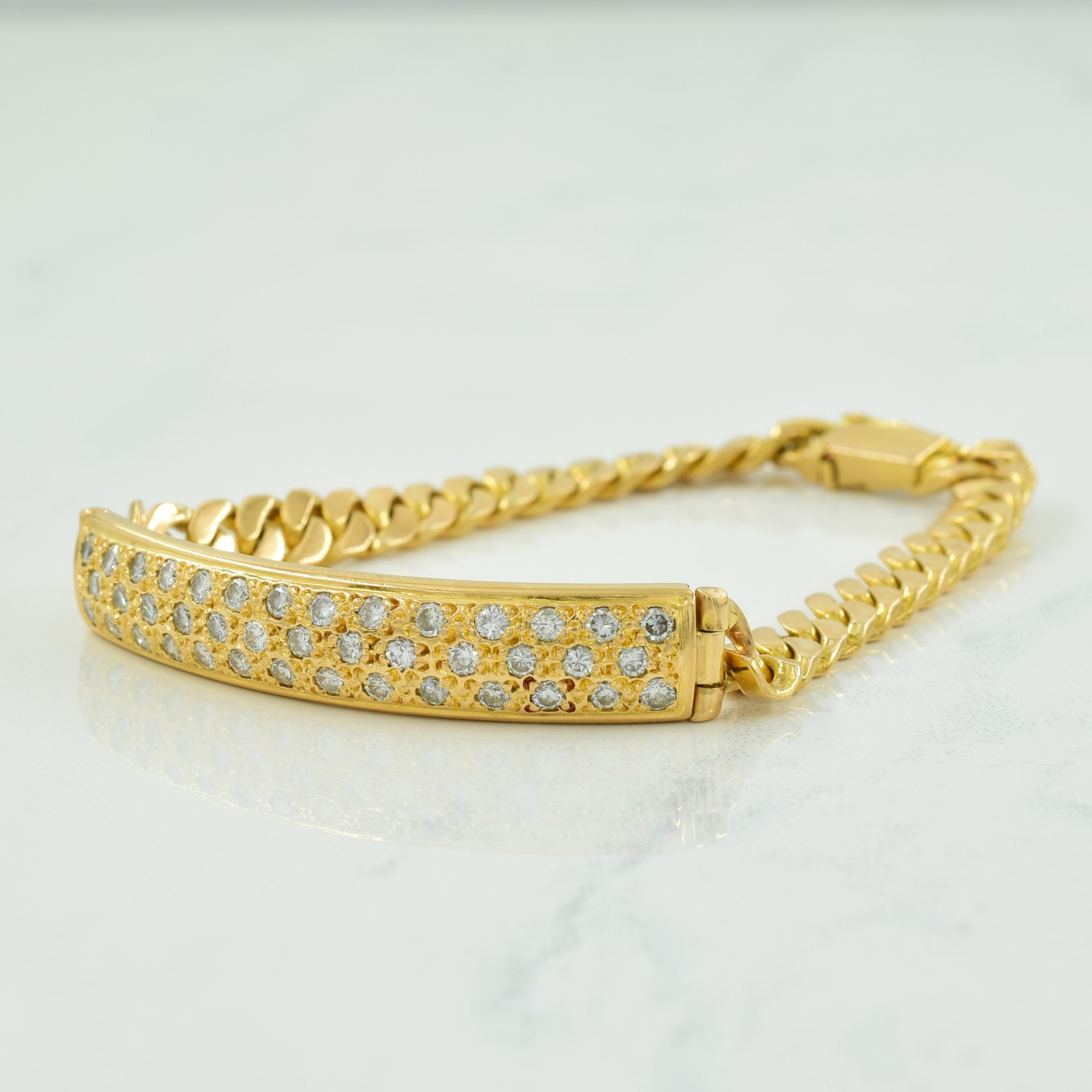Flush Set Diamond 18k Yellow Gold Bracelet | 0.82ctw | 6.25" |