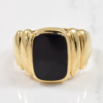 Cushion Cut Black Onyx Ring | 4.00ct | SZ 10.75 |