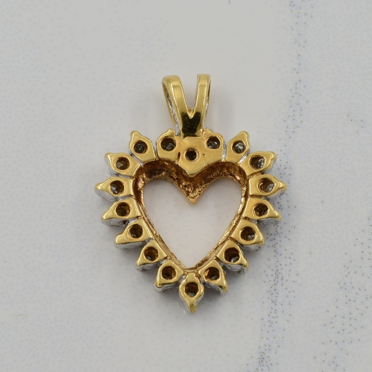 Two Tone Gold Diamond Heart Pendant | 0.12ctw |