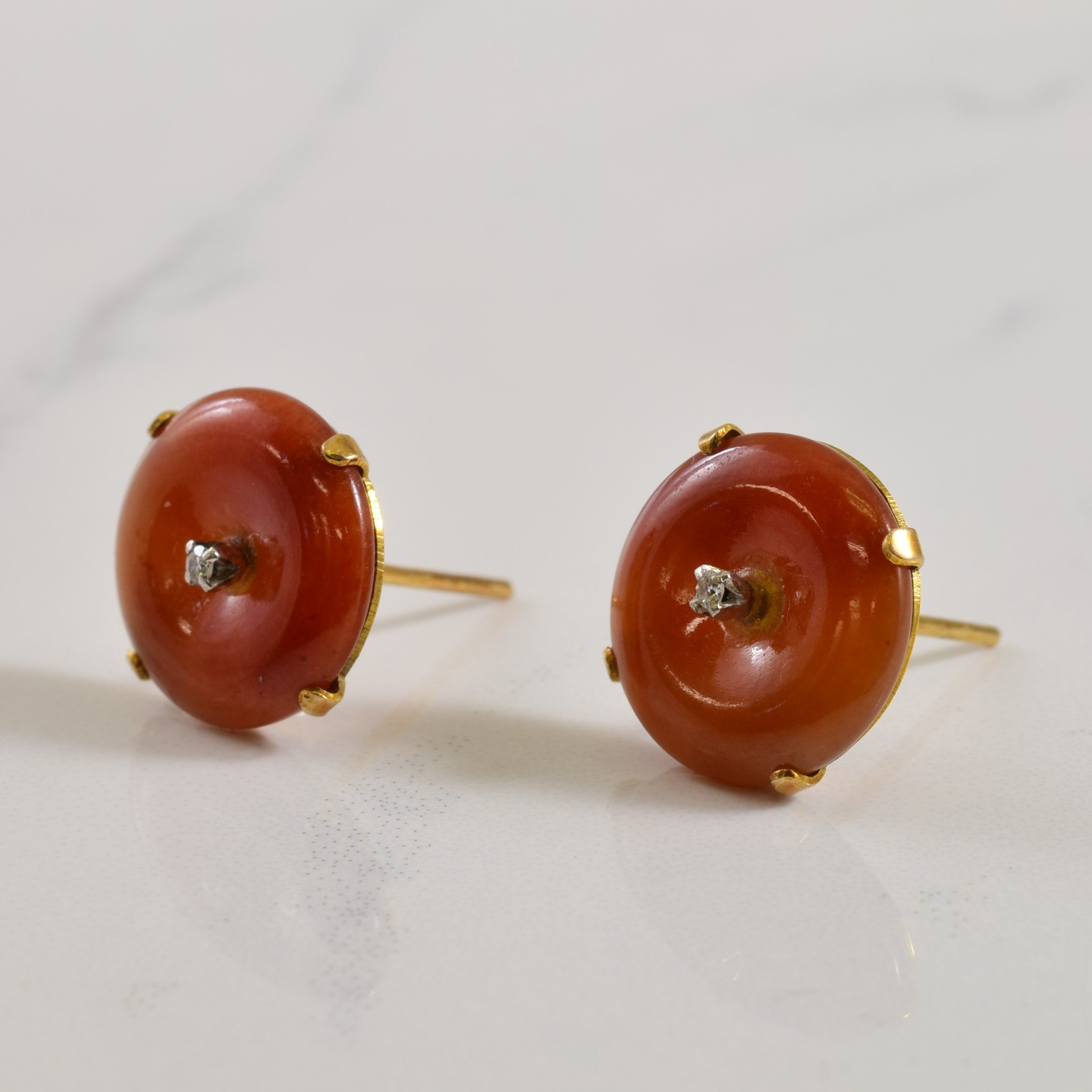 Jadeite & Diamond Stud Earrings | 5.00ctw, 0.02ctw |