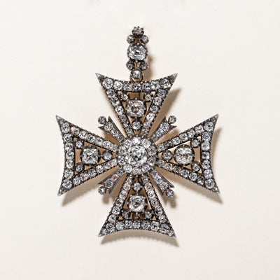 Georgian Era Antique Diamond Huguenot Pendant/Brooch | 3.65ctw |