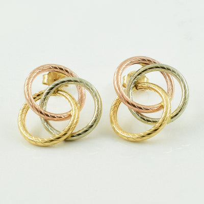 10k Tri Tone Stud Earrings