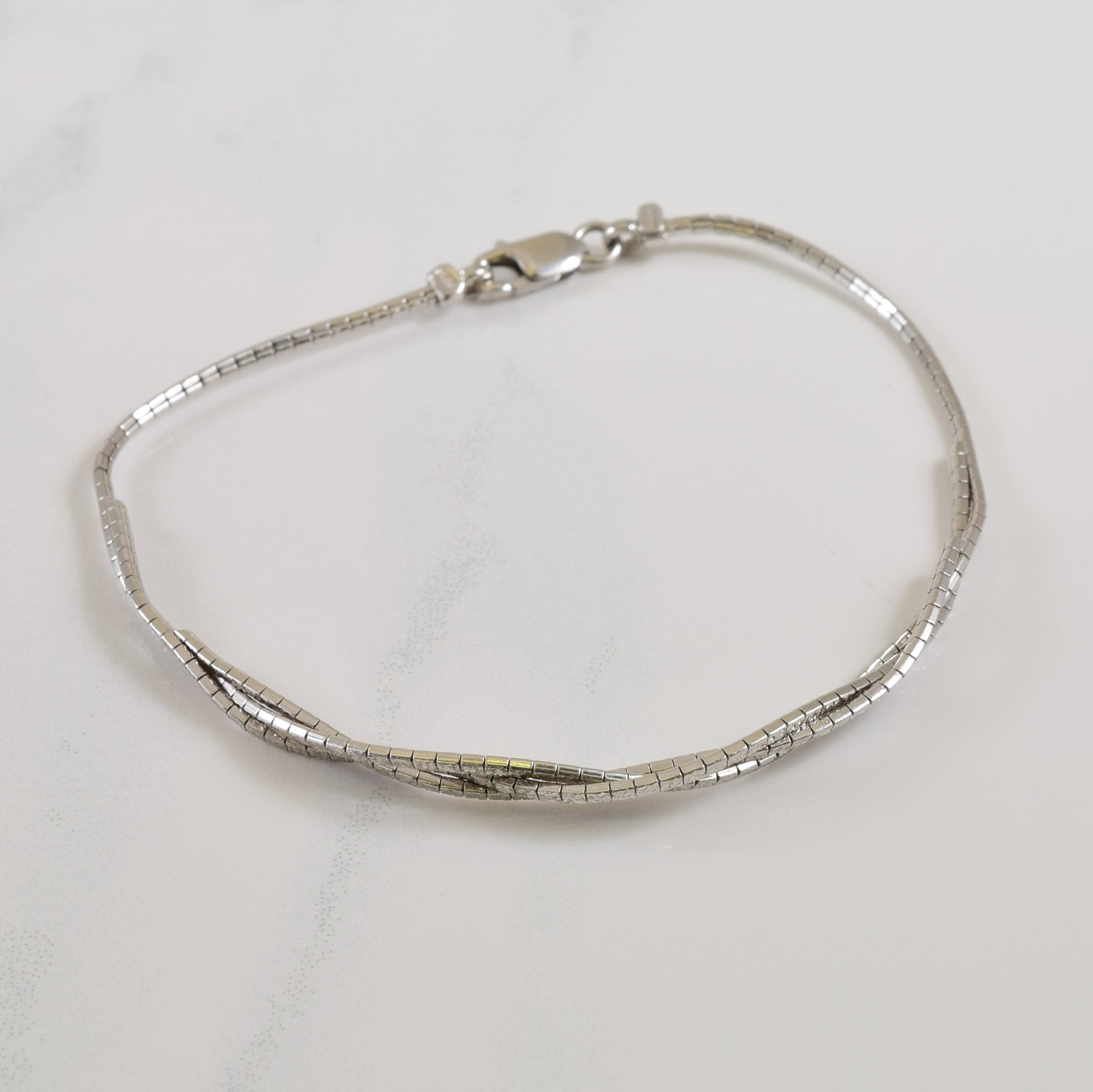 14k White Gold Twisted Chain Bracelet, 7.5