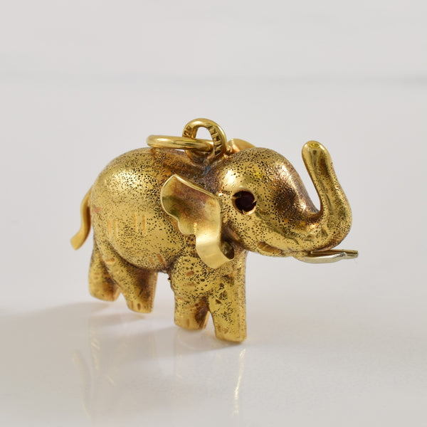 19k Yellow Gold Elephant Pendant | 0.06ctw |