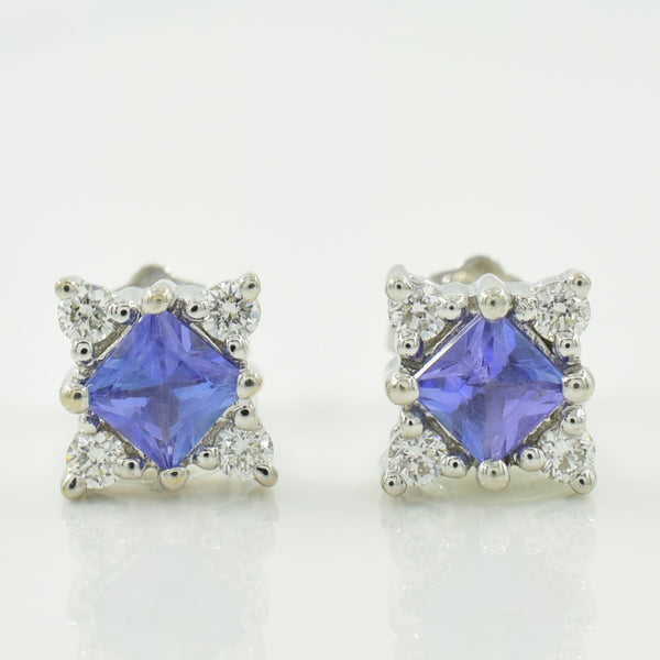 Tanzanite & Diamond Stud Earrings | 0.44ctw, 0.16ctw |