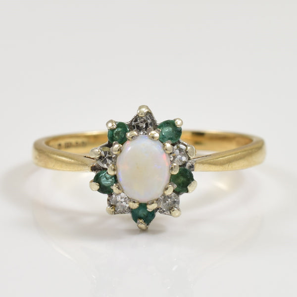 Opal, Emerald & Diamond Ring | 0.42ctw, 0.06ctw | SZ 7 |