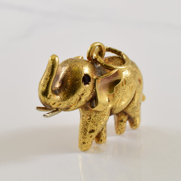 19k Yellow Gold Elephant Pendant | 0.06ctw |