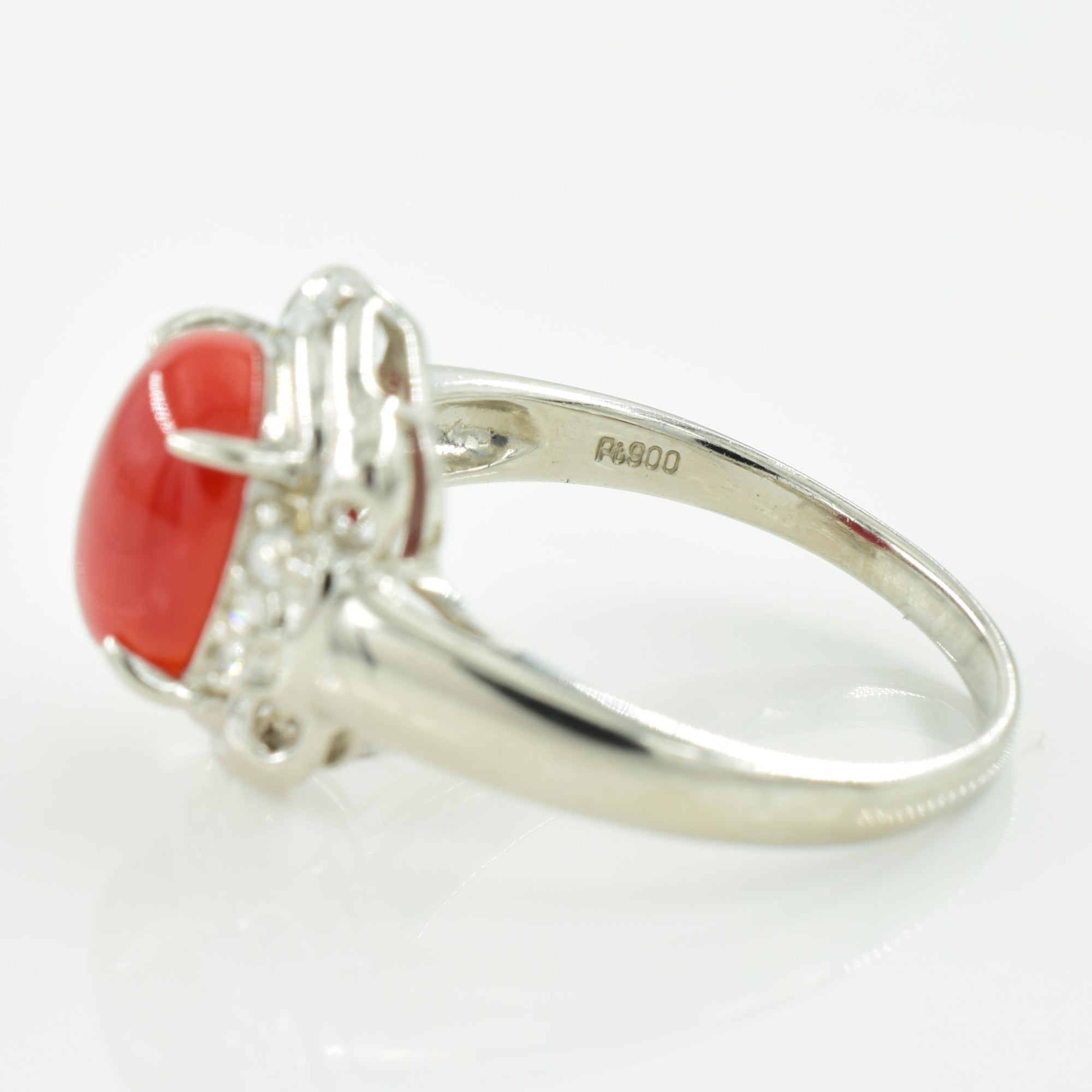 Coral & Diamond Ring | 2.20ct, 0.11ctw | SZ 7.75 |