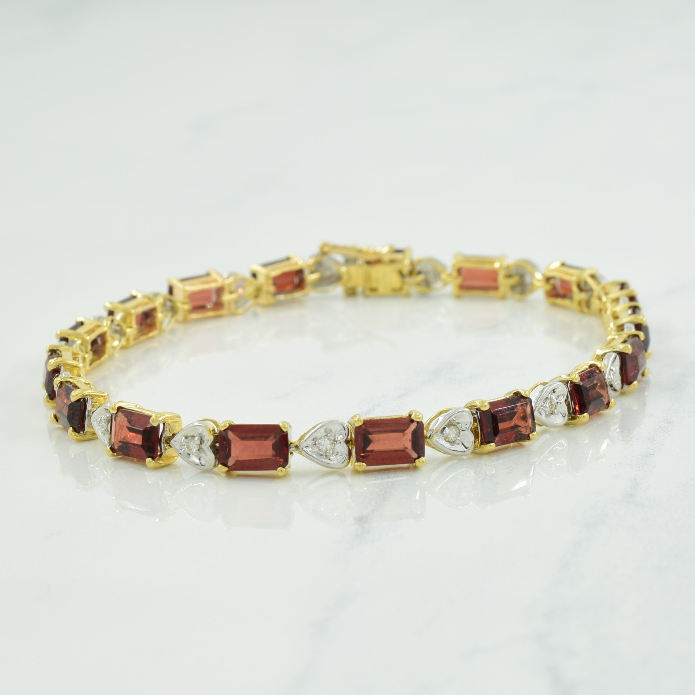 Garnet & Diamond Bracelet | 12.75ctw, 0.17ctw | 7.25" |