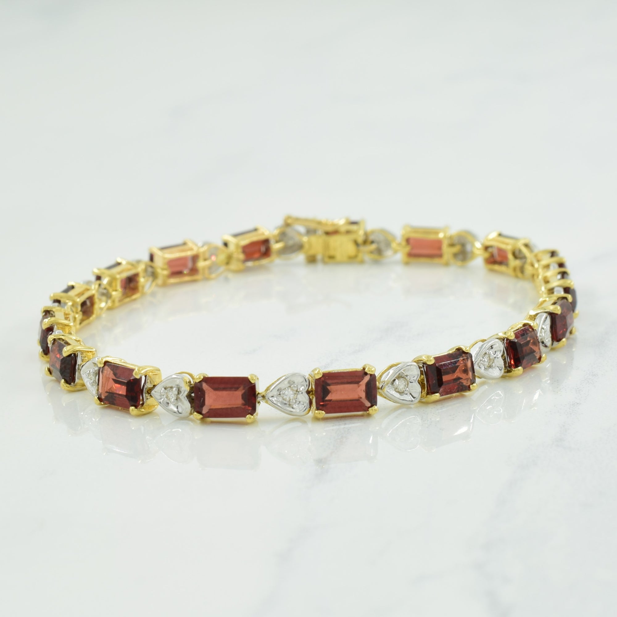 Garnet & Diamond Bracelet | 12.75ctw, 0.17ctw | 7.25