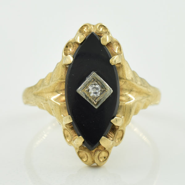 Black Onyx & Diamond Ring | 1.20ct, 0.02ct | SZ 4.75 |