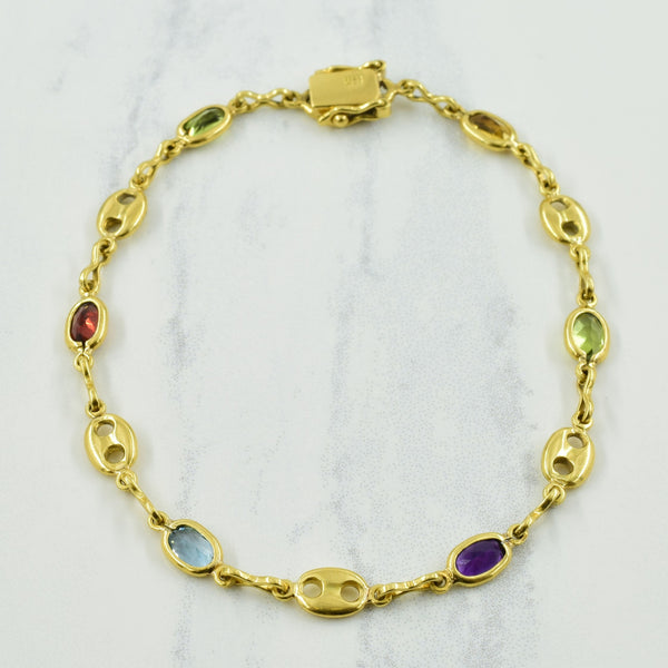 18k Yellow Gold Multi Gemstone Bracelet | 3.00ctw | 7.5